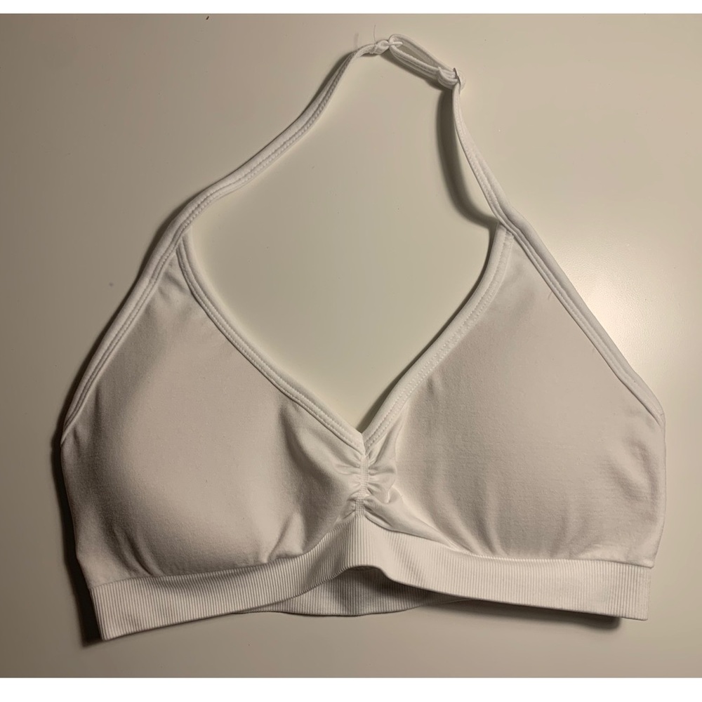 Alphalete Amplify White Halter Sports Bra